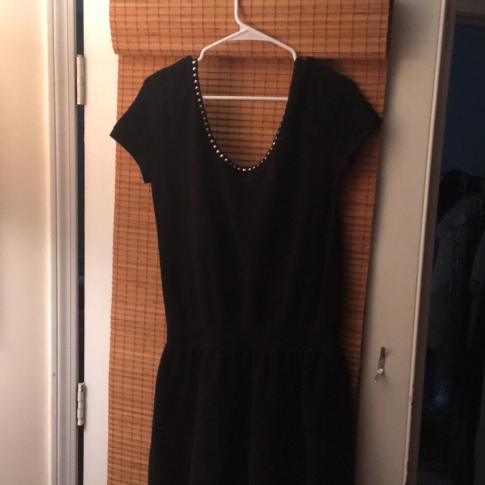 Sandro black fit and flare dress